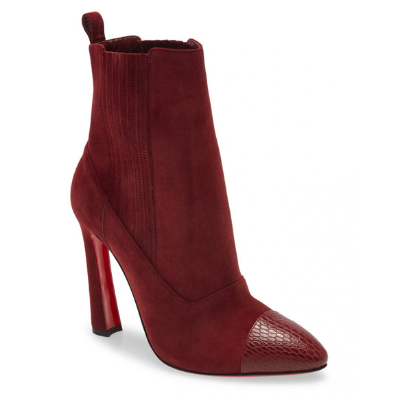 Christian Louboutin Me In The 90s Maroon Suede Booties 37.5 - Picture 3 of 15